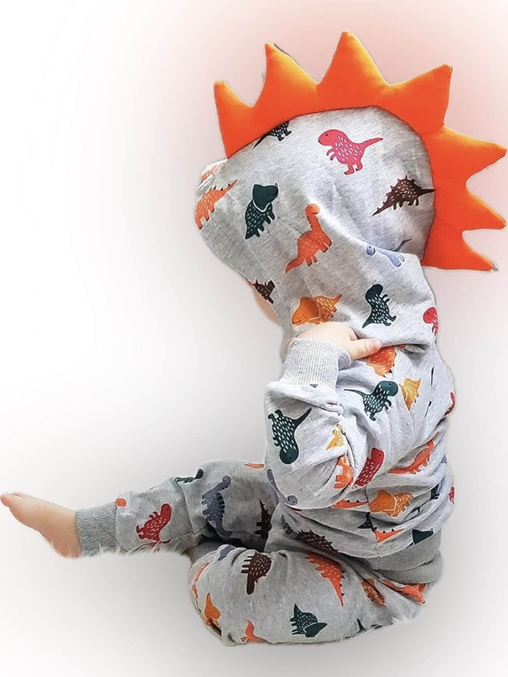 Toddler Dino Hoodie & Jogger Set - Grey with Multicolor Dinosaurs - Picture 3 of 10